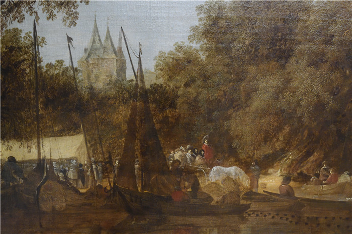 萨洛蒙·凡·雷斯达尔(Salomon van Ruysdael)油画-在阿纳姆的河景 2