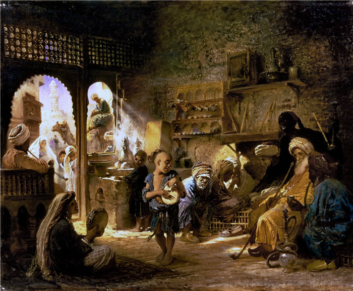 康斯坦丁·马科夫斯基（ Konstantin Makovsky）油画下载-开罗的咖啡馆