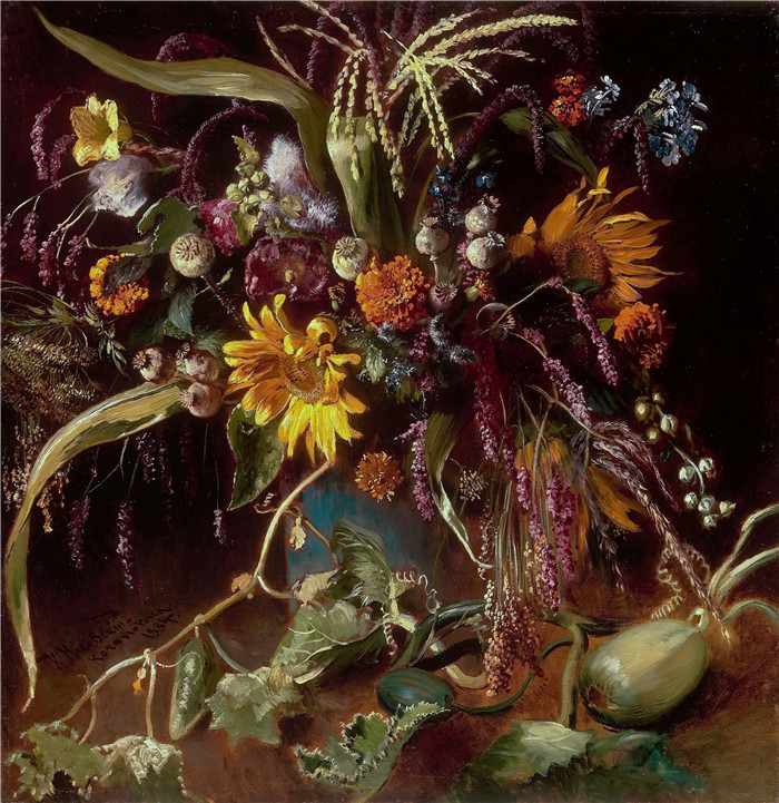康斯坦丁·马科夫斯基（ Konstantin Makovsky）油画下载-鲜花