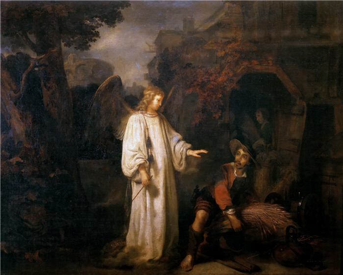 赫布兰德·范德·埃克豪特(Gerbrand van den Eeckhout)高清油画作品-天使出现在吉迪恩面前