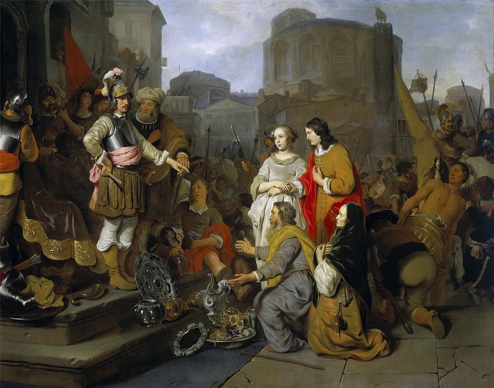 赫布兰德·范德·埃克豪特(Gerbrand van den Eeckhout)高清油画作品-西庇阿的慷慨，1650-1655