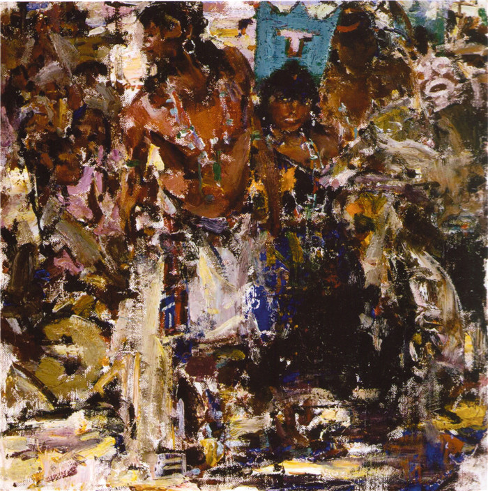 尼古拉·费欣(Nicolai Fechin)高清作品-玉米舞 Кукурузный танец (эскиз)