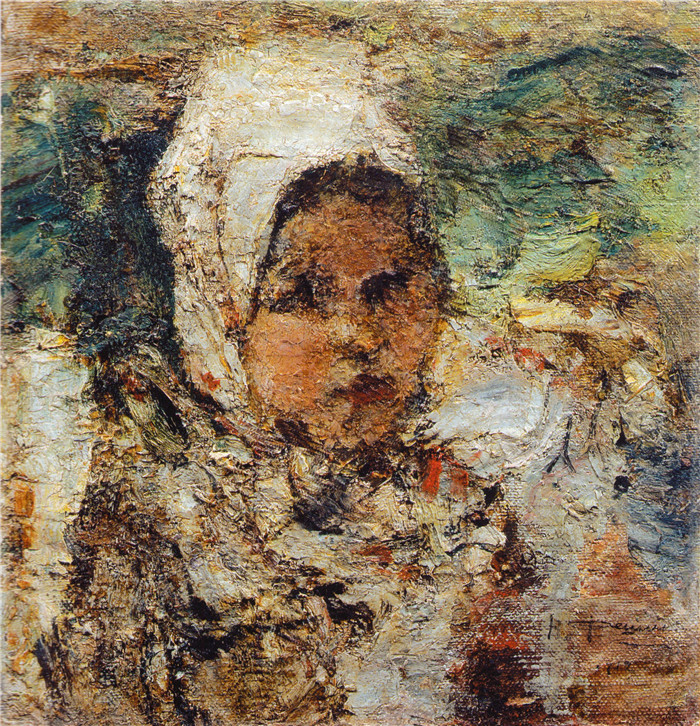 尼古拉·费欣(Nicolai Fechin)高清作品-Головка девочки. Этюд (1912)