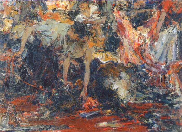尼古拉·费欣(Nicolai Fechin)高清作品-Бойня. Эскиз (1919)