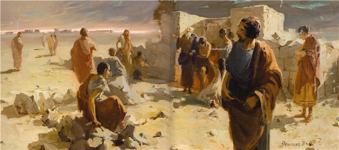 尼古拉·费欣(Nicolai Fechin)高清作品-Выход из катакомб после моления (1903)