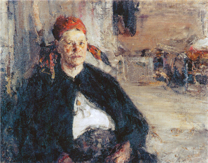尼古拉·费欣(Nicolai Fechin)高清作品-Баба на сундуке (1910-е)