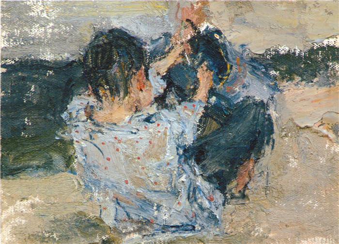 尼古拉·费欣(Nicolai Fechin)高清作品-Мальчик со спины. Этюд к картине Обливание (1911—1914)