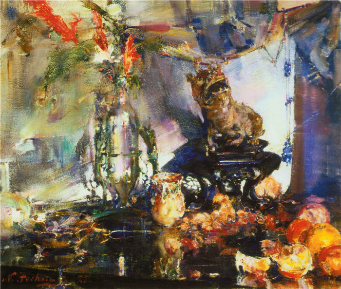 尼古拉·费欣(Nicolai Fechin)高清作品-Натюрморт с апельсинами (1925)
