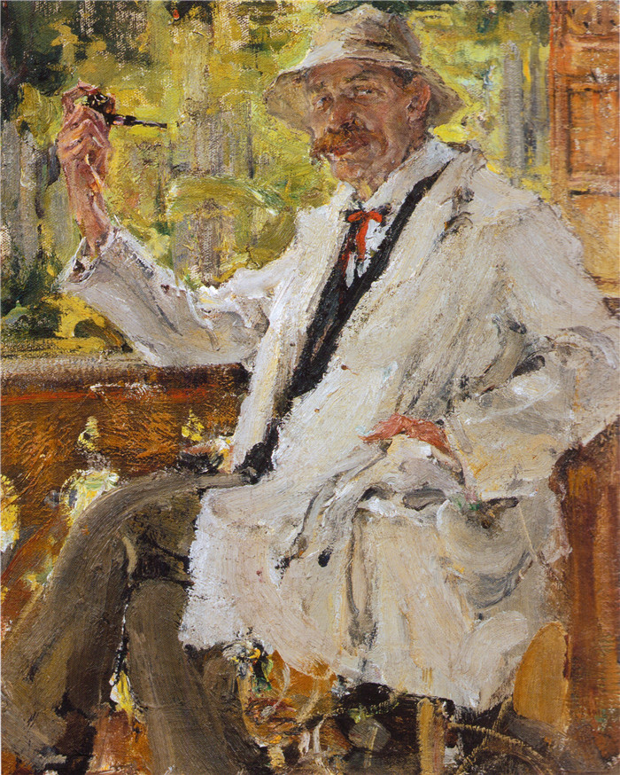 尼古拉·费欣(Nicolai Fechin)高清作品-Портрет В.С.Богатырева (1916)