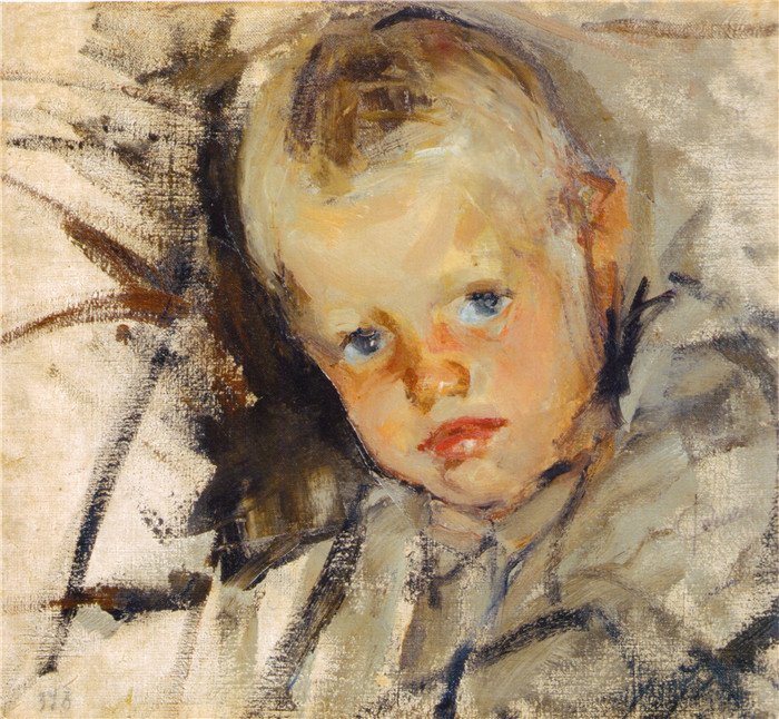 尼古拉·费欣(Nicolai Fechin)高清作品-Портрет Алеши Теплова (1904)