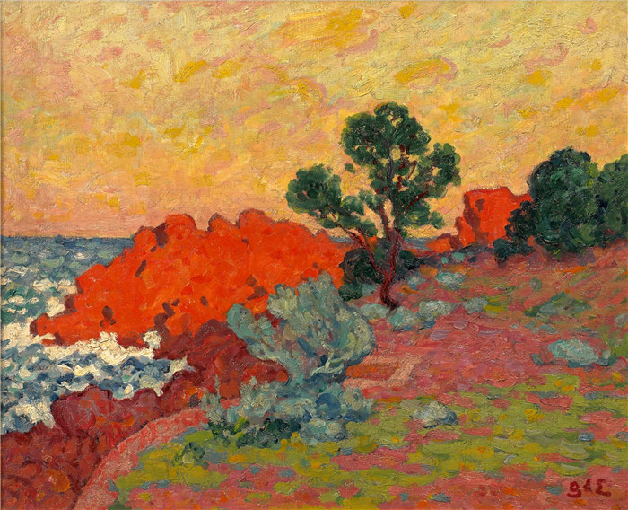 乔治·德·埃斯帕尼亚特（Georges d'Espagnat，法国）作品-红色岩石，约1901年
