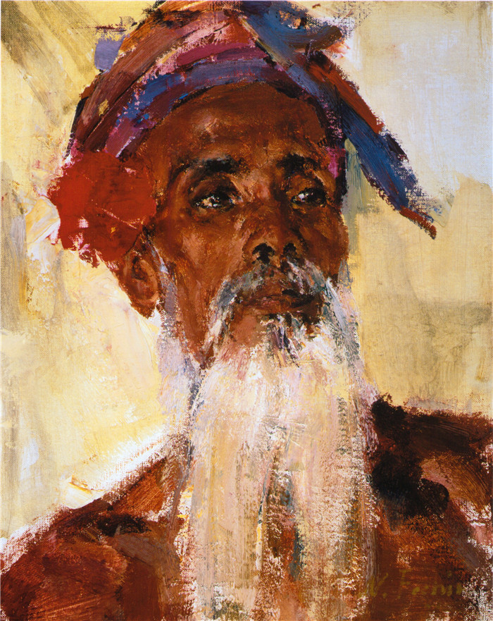 尼古拉·费欣(Nicolai Fechin)高清作品-Старик с острова Бали (После 1938)