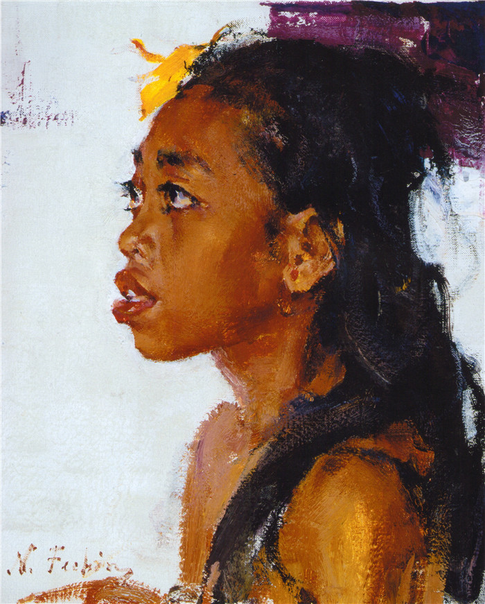 尼古拉·费欣(Nicolai Fechin)高清作品-非洲黑女人