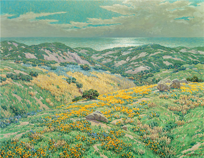 格兰维尔·雷德蒙德（Granville Redmond）高清作品-海边野花风景