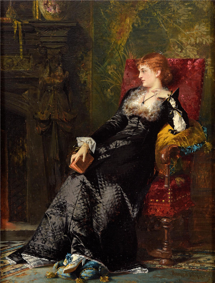 康拉德·基塞尔（Conrad Kiesel）高清作品-Dame mit Buch