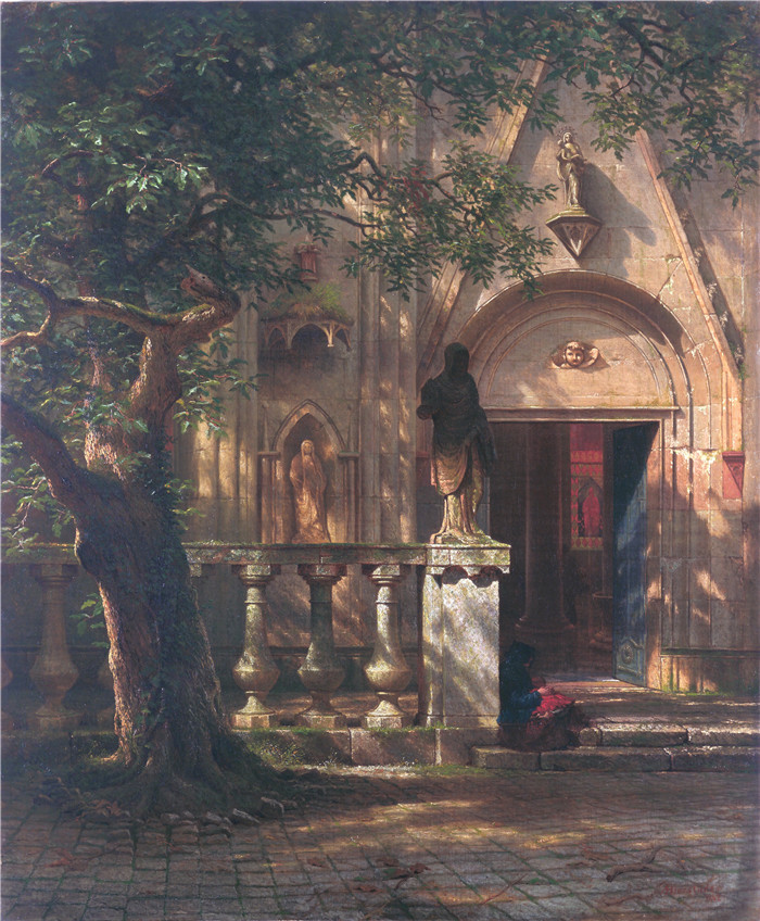阿尔伯特·比尔施塔特（Albert Bierstadt）高清油画-阳光与阴影