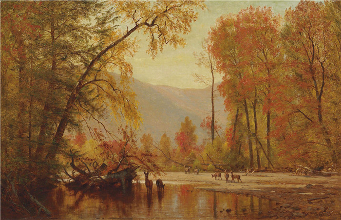 阿尔伯特·比尔施塔特（Albert Bierstadt）高清油画-秋季风景画
