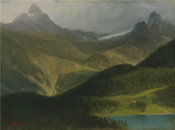阿尔伯特·比尔施塔特（Albert Bierstadt）高清油画-山地景观