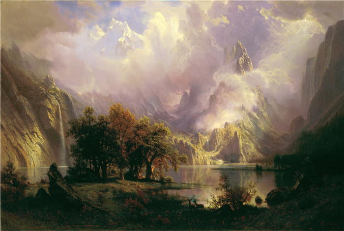 阿尔伯特·比尔施塔特（Albert Bierstadt）高清油画-落基山景观