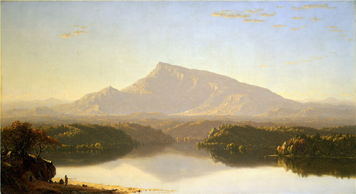 阿尔伯特·比尔施塔特（Albert Bierstadt）高清油画-山林湖泊景观