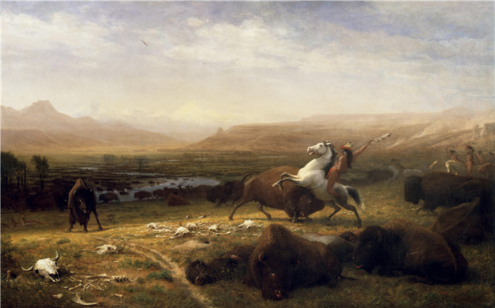 阿尔伯特·比尔施塔特（Albert Bierstadt）高清油画-最后的水牛 2