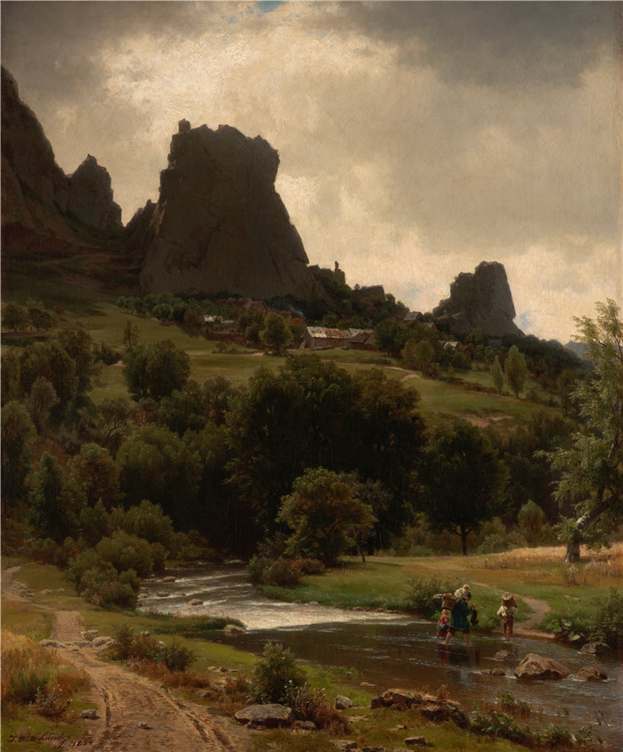 阿尔伯特·比尔施塔特（Albert Bierstadt）高清油画-回家