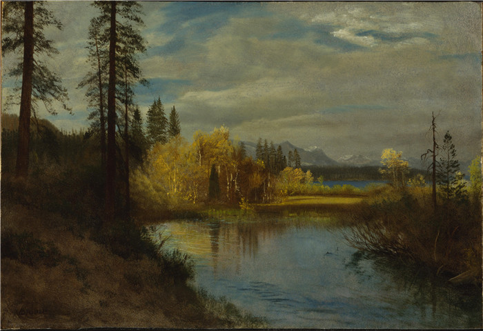 阿尔伯特·比尔施塔特(Albert Bierstadt)高清油画-河流湖泊景色