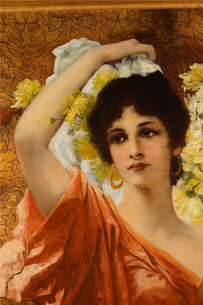 康拉德·基塞尔（Conrad Kiesel）高清作品-带花的女人