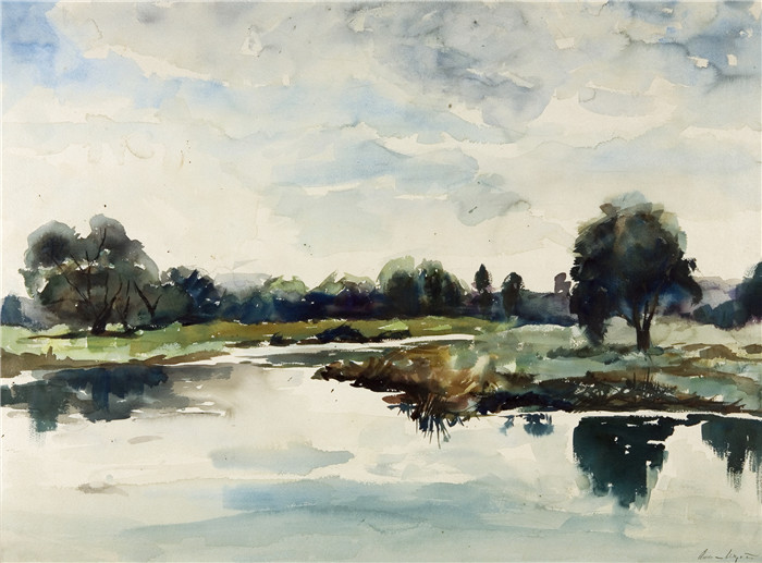 安德鲁·怀斯(Andrew Wyeth)高清作品-“康科德河”水彩