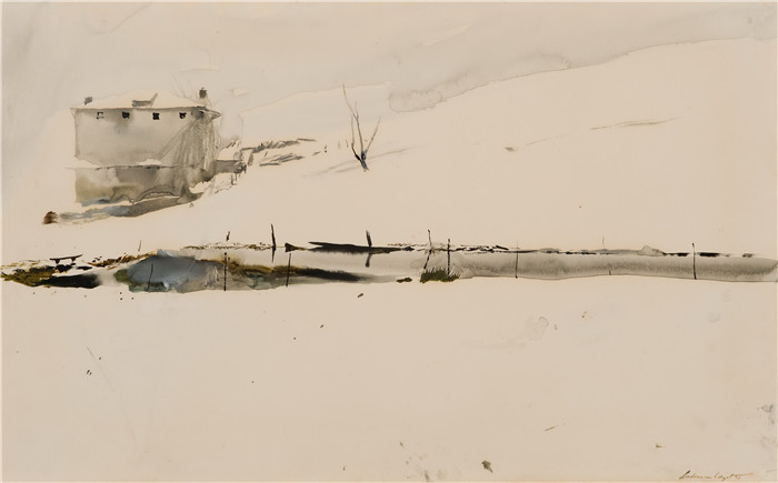 安德鲁·怀斯(Andrew Wyeth)高清作品-《农场池塘》