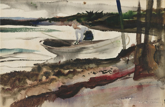 安德鲁·怀斯(Andrew Wyeth)高清作品-河边的船