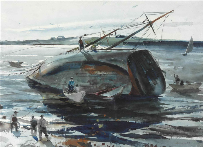 安德鲁·怀斯(Andrew Wyeth)高清作品-拖网渔船，1940年
