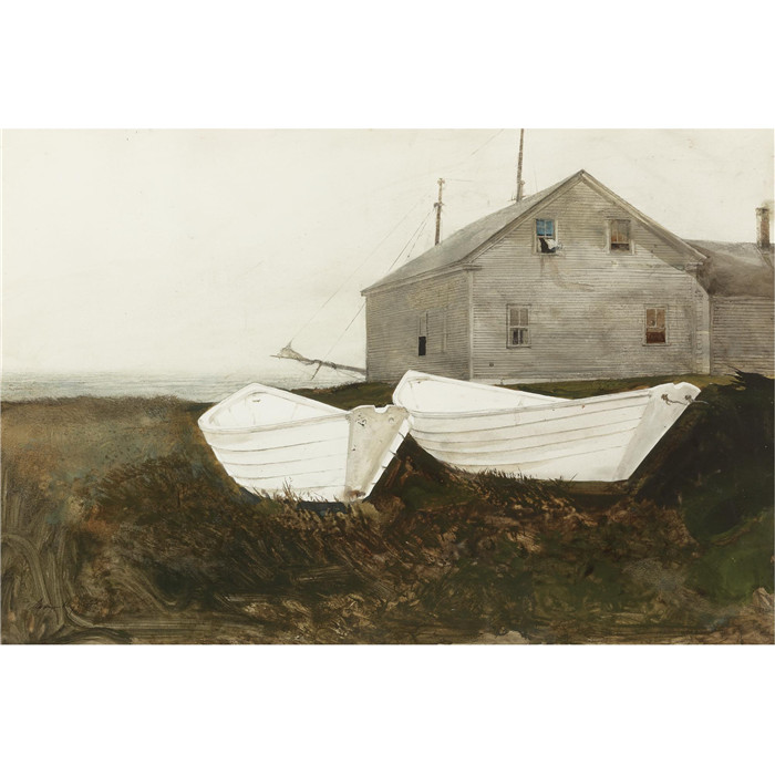 安德鲁·怀斯(Andrew Wyeth)高清作品-海边的房子和船