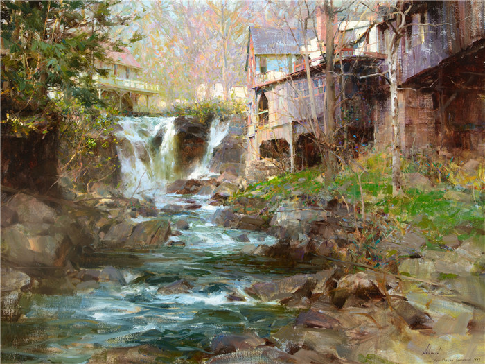 理查德.斯契米德(Richard Schmid)高清作品-小溪 Richard Schmid Artworks -013