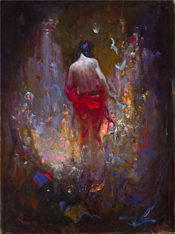 理查德.斯契米德(Richard Schmid)高清作品-红衣女子 Richard Schmid (46)