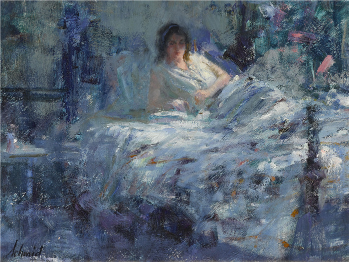 理查德.斯契米德(Richard Schmid)高清作品-床上的女人 Woman on Bed,1979