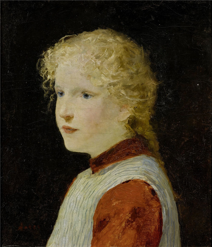 阿尔伯特·安克（Albert Anker）高清作品-一个金发女孩的肖像 1901年