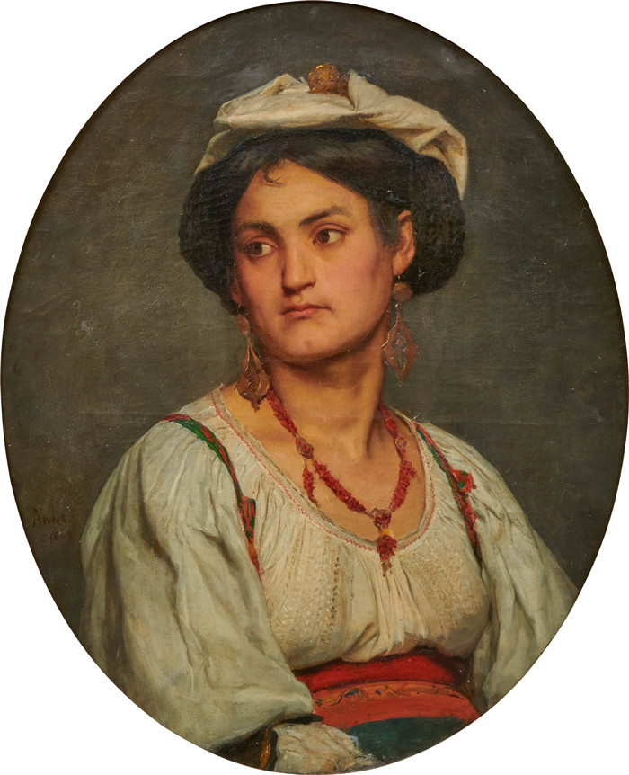 阿尔伯特·安克（Albert Anker）高清作品-意大利女性肖像，1869年
