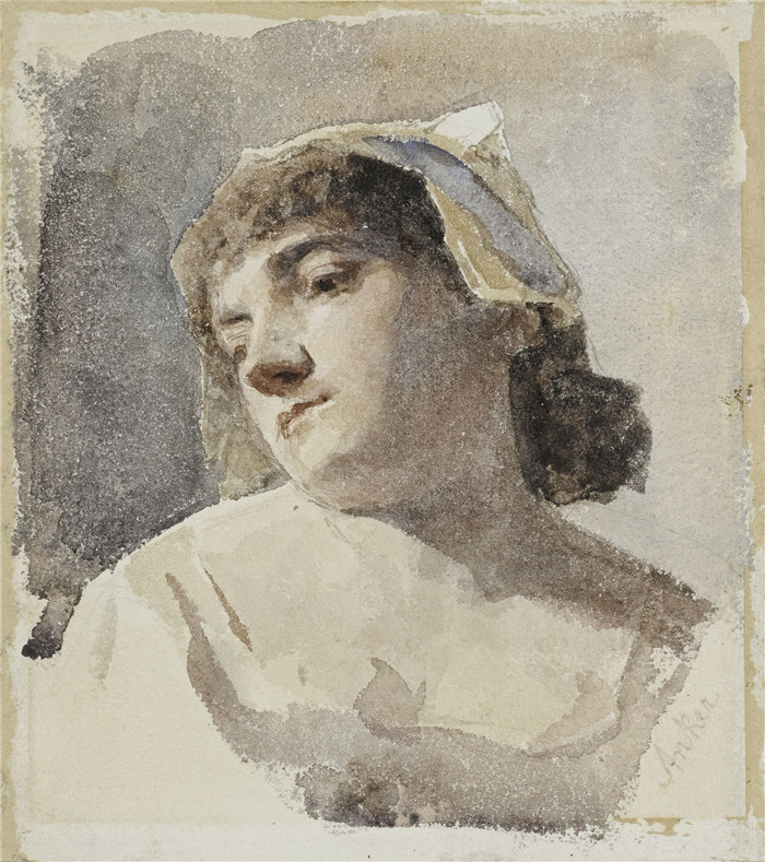 阿尔伯特·安克（Albert Anker）高清作品-一位年轻女子的肖像