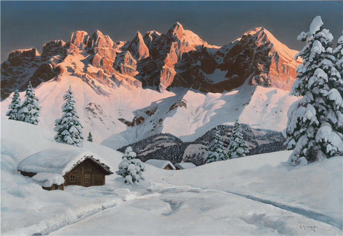 阿洛伊斯·阿内格(Alois Arnegger)高清作品-《晨光中的Kaisergebirge》