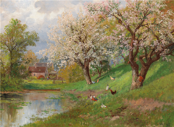 阿洛伊斯·阿内格(Alois Arnegger)高清作品-《乡村的春天》, 74 x 101 cm