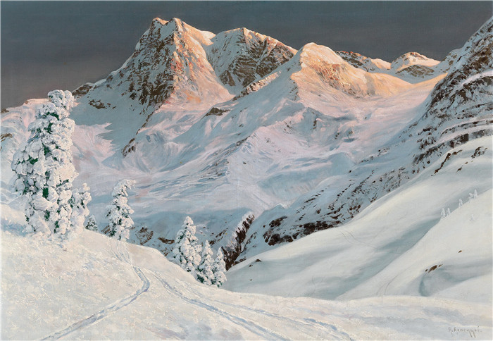 阿洛伊斯·阿内格(Alois Arnegger)高清作品-On the Arlberg, 70 x 100 cm