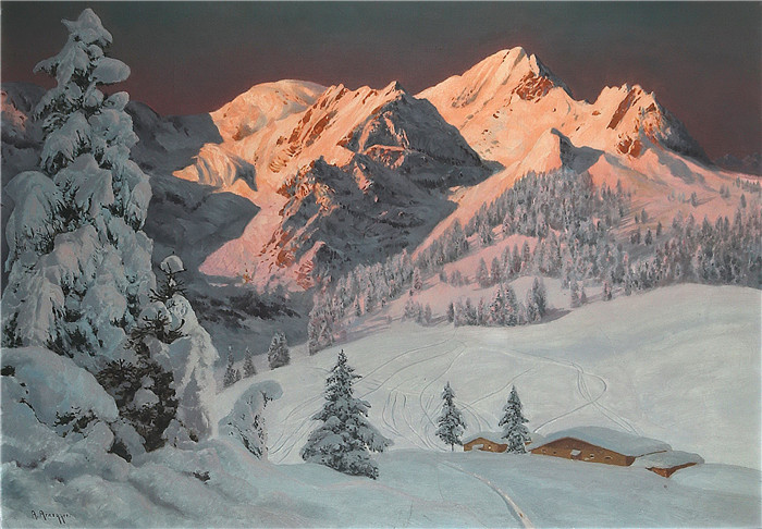 阿洛伊斯·阿内格(Alois Arnegger)高清作品-Kitzbuhler Alpen , 70 x 100 cm