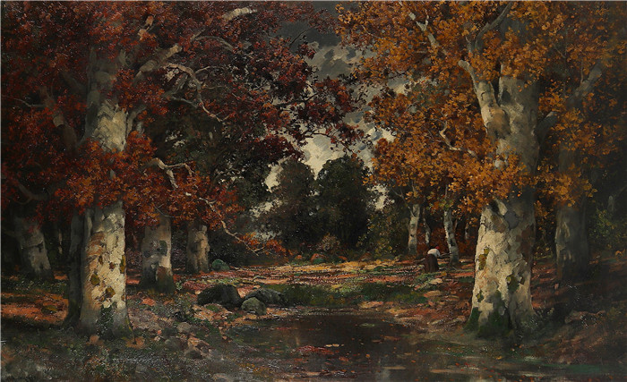 阿洛伊斯·阿内格(Alois Arnegger)高清作品-秋林中的灌木