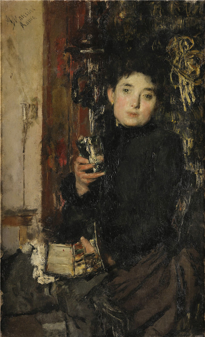 安东尼奥·曼奇尼(Antonio Mancini) 高清油画-The Tear, 1883