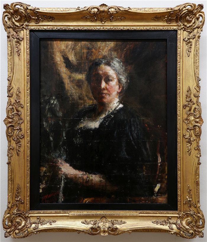 安东尼奥·曼奇尼(Antonio Mancini) 高清油画-格雷戈里夫人,1907年