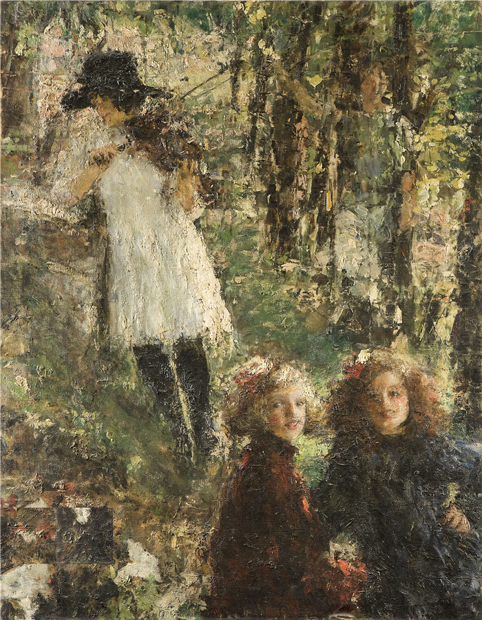 安东尼奥·曼奇尼(Antonio Mancini) 高清油画-反思 1918-1920