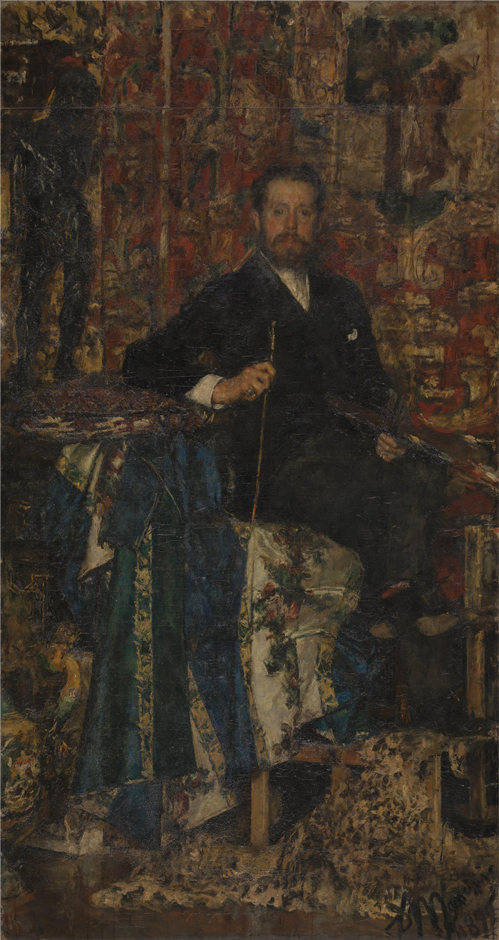 安东尼奥·曼奇尼(Antonio Mancini) 高清油画-格里洛侯爵,1889年