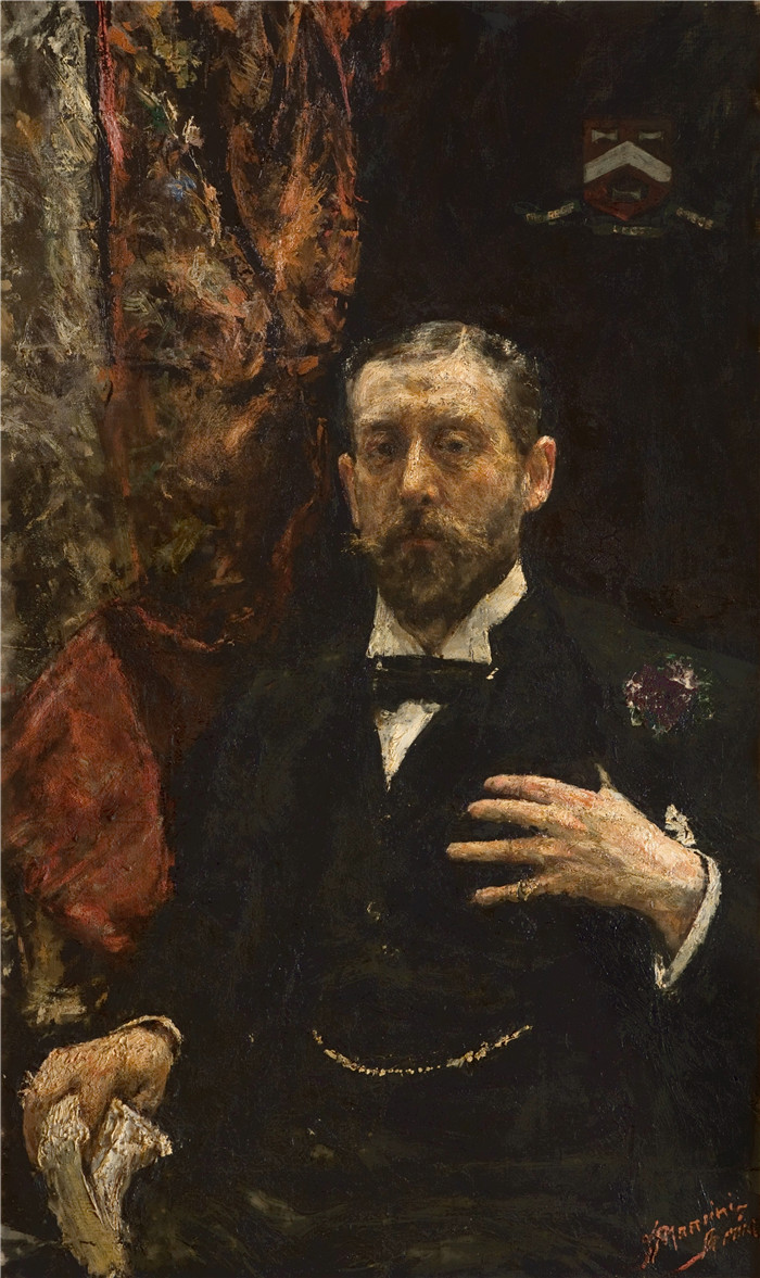 安东尼奥·曼奇尼(Antonio Mancini) 高清油画-肖像研究，1889年