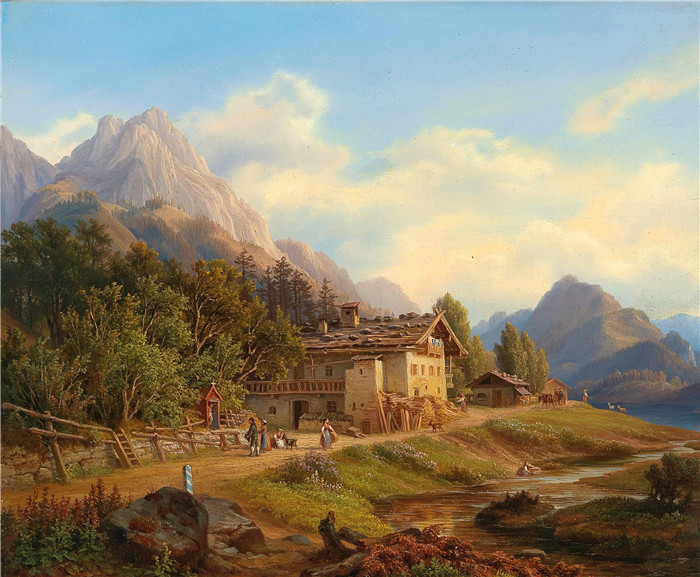 安东·希弗(Anton Schiffer)高清作品-Partie am Hintersee in der Ramsau bey Berchtesgaden